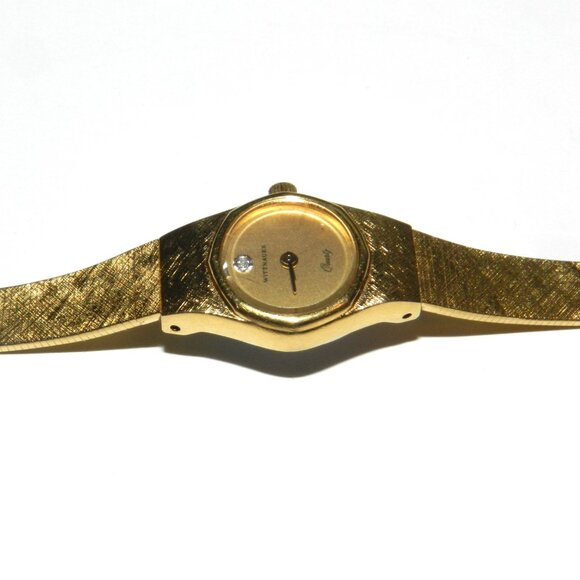 Vintage Wittnauer Ladies Gold Tone Wrist Watch W Diamond 16.5 mm - Picture 3 of 13